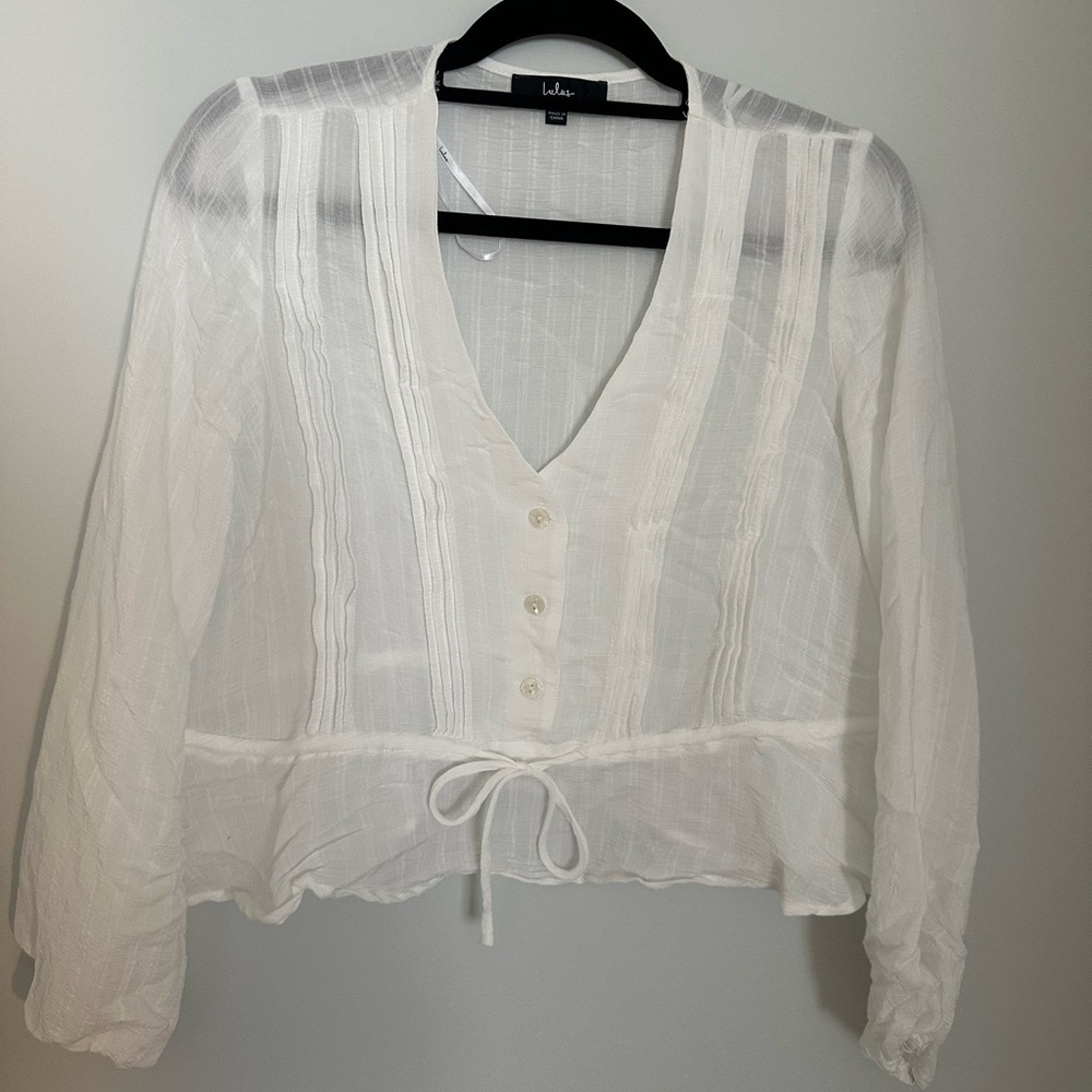 Sheer white long sleeved top from lulus